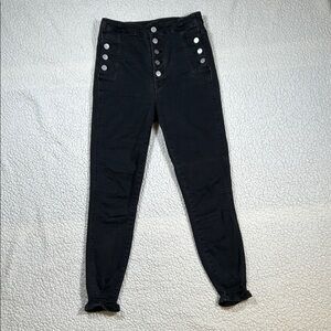 J Brand Black High-Rise Button Jeans